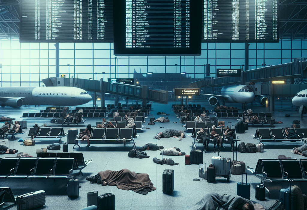 Imaginile umilintei la Aeroportul Otopeni. Pasageri dorm pe jos dupa anularea a 32 de curse Tarom