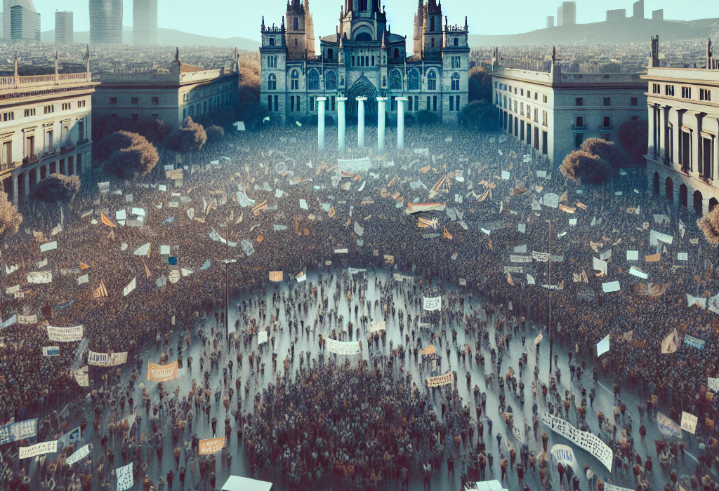 Mii de oameni au protestat la Barcelona