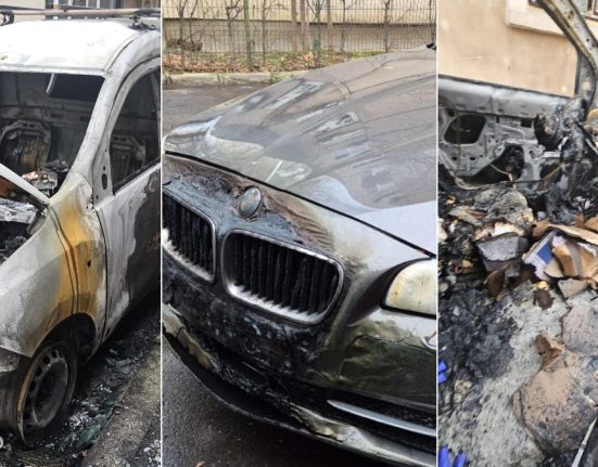 Imagini cu masini incendiate de o femeie razbunatoare