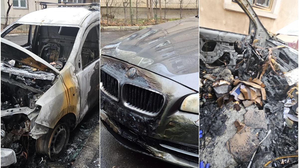Imagini cu masini incendiate de o femeie razbunatoare