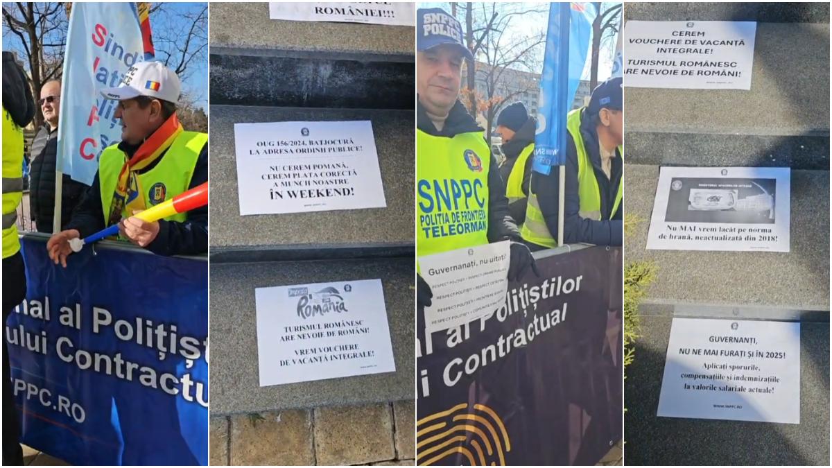Politistii protesteaza in Bucuresti din cauza salariilor reduse