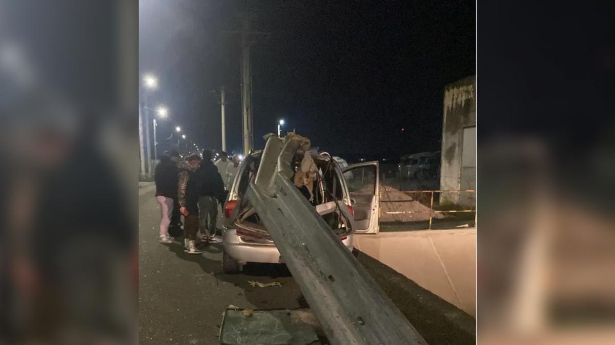 Sofe baut salvat dupa ce parapetul i a strapuns masina in Arges