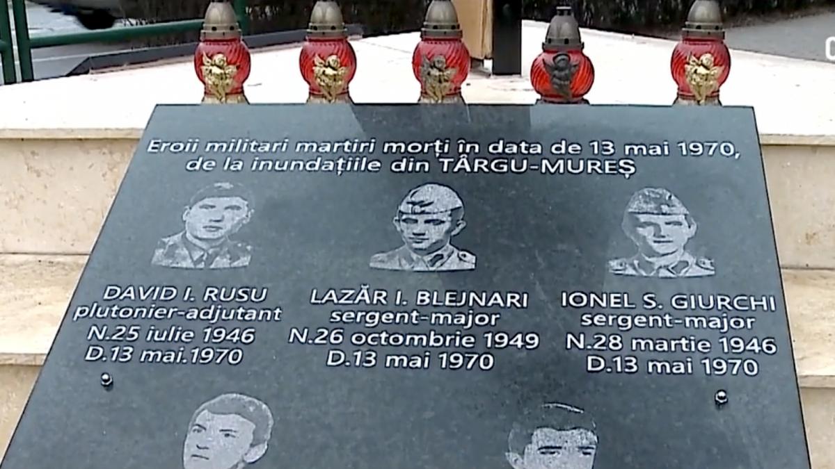 Troita eroilor din Targu Mures Statuie dedicata militarilor cazuti in inundatiile din 1970