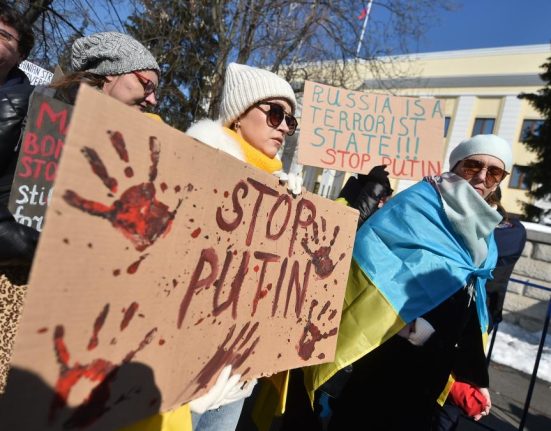 Ucrainenii din Romania au protestat impotriva lui Vladimir Putin