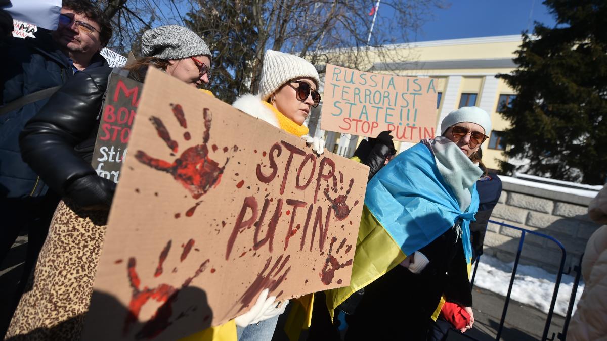 Ucrainenii din Romania au protestat impotriva lui Vladimir Putin