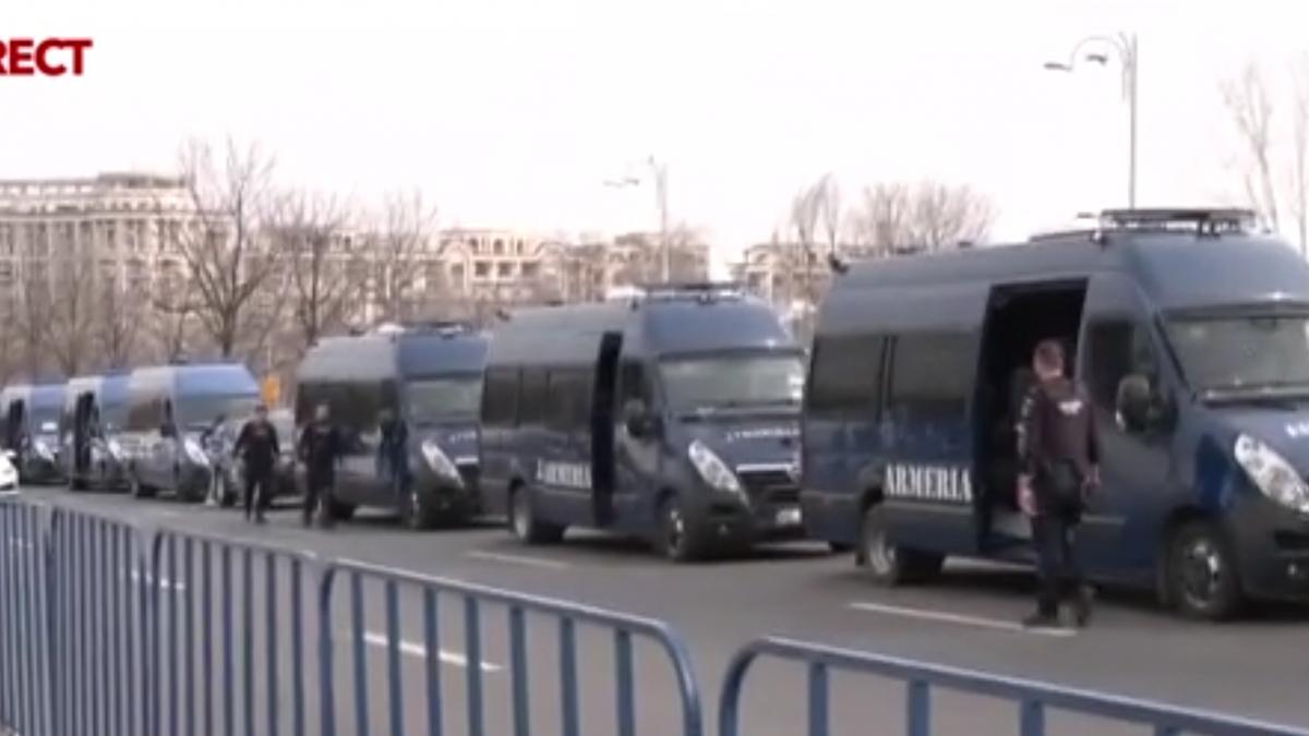 Mobilizare in fata CCR 25 de dube ale Jandarmeriei pentru ordine