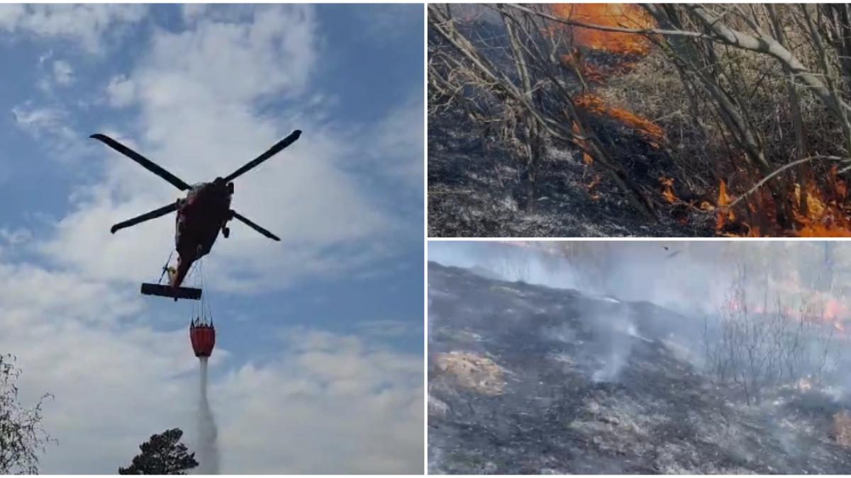 Incendiile de vegetatie greu de controlat elicopter Black Hawk ajuta