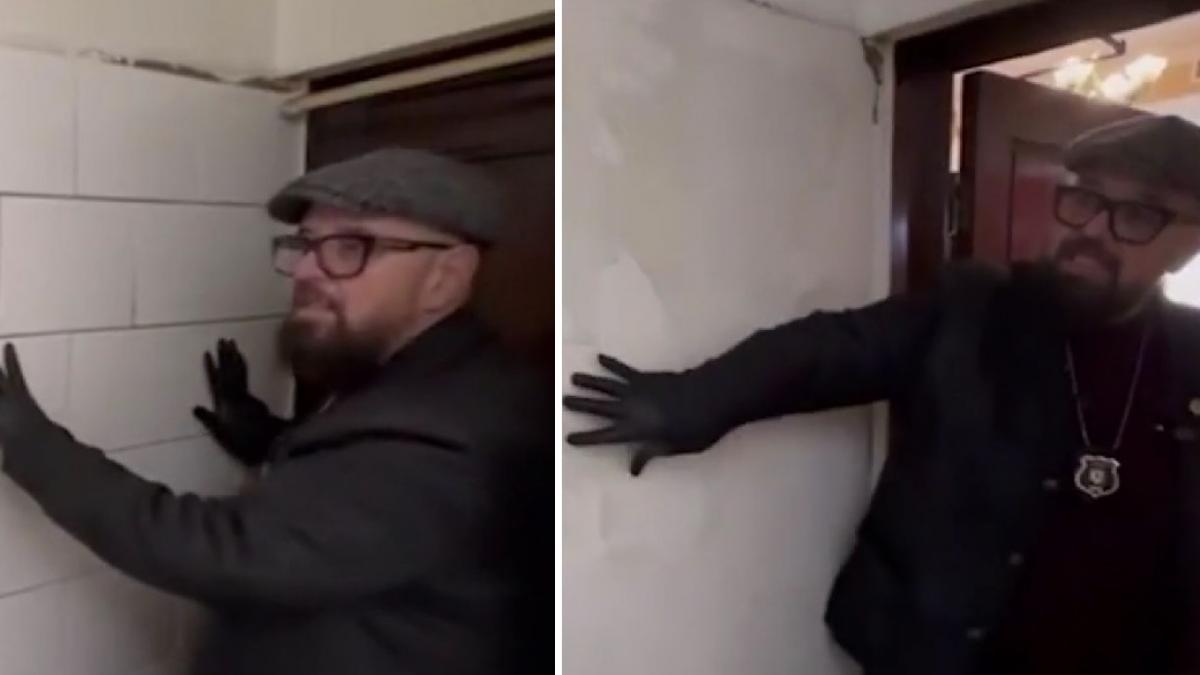Momentul prabusirii unui zid langa Piedone