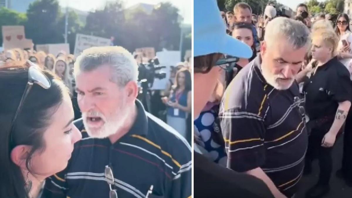 Barbat agresor la protestul impotriva violentei asupra femeilor