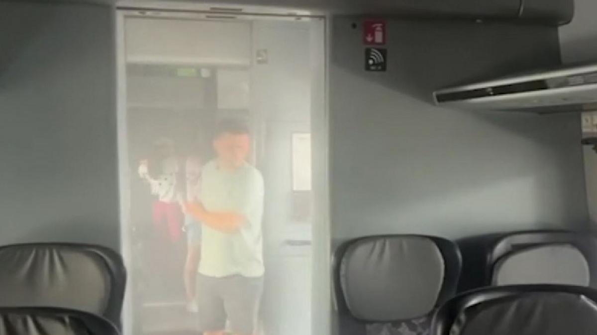 Tren de calatori a prins foc in Gara de Nord